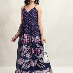 Vishudh Floral Printed Shoulder Straps Maxi Dress-image-75