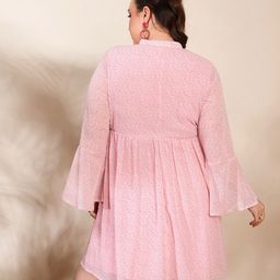 SASSAFRAS Curve Plus Size Floral Print Georgette A-Line Dress image 2