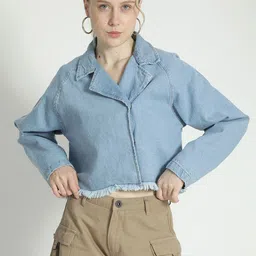The Roadster Lifestyle Co Pure Cotton Crop Jacket-picture-47