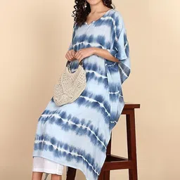 CORSICA Women Tie and Dye Dyed Kimono Sleeves Kaftan Midi Dress-image-109