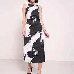 Annabelle by Pantaloons Floral Print Cowl Neck Formal Sheath Midi Dress-image-52