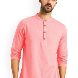 Vida Loca Band Collar Cotton Straight Short Kurta-image-80