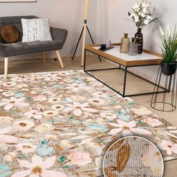Kaleen India Brown Floral Anti-Skid Polyester Carpet-image-99