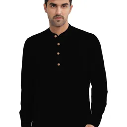 APEKTRA Men Mandarin Collar Roll-Up Sleeves Kurta-image-46