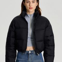 Kotty Women Striped Crop Puffer Jacket-image-16