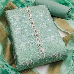 SAINOOR Embroidered Pure Silk Semi-Stitched Dress Material-image-78