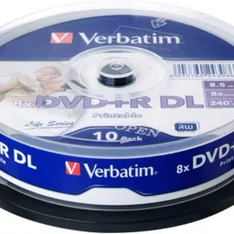 Verbatim DVD Recordable 64308 Double Layer DL Inkjet Printable IJP Pack of 10 Disc Cake Box Spindle 8.5 GB-16