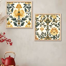 Kotart Brown & Green 2 Pieces Madhubani Printed Wooden Wall Paintings-image-11