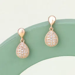 Kushal's Fashion Jewellery Gold-Plated Zircon Stone Studded Teardrop Shaped Drop Earrings-16