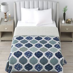 Qfab Blue Floral AC Room 150 GSM Single Bed Dohar-image-74