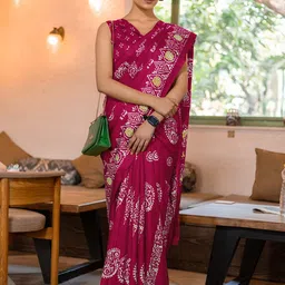 KALINI Batik Silk Blend Bagru Saree-image-39