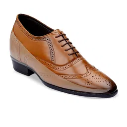 Bxxy Men Hidden Elevator Height Increasing Faux Leather Formal Full Brogue Lace-up Shoes-14