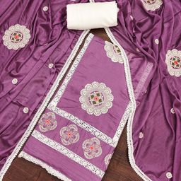 SHADOW & SAINING Floral Embroidered Pure Silk Unstitched Dress Material-picture-39