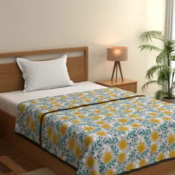 home expressions Ambrosia Grey & Yellow Printed Cotton AC Room 120 GSM Single Bed Dohar-picture-21