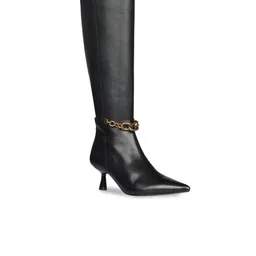 Saint G Women Chain Embellished Leather Stiletto-Heeled Winter Boots-image-23