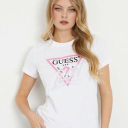 GUESS Women Brand Logo Printed Round Neck Pure Cotton T-shirt-image-62