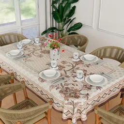 Myntra Elegant Homes Brown Floral Printed Cotton 6-Seater Table Cover-image-45