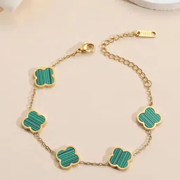 DIVASTRI Gold-Plated Stainless Steel Anti Tarnish Link Bracelet-16