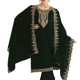 DRAVINAM Trends Floral Embroidered Velvet Unstitched Dress Material-image-88