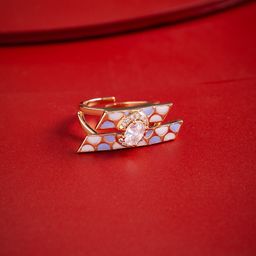 Kushal's Fashion Jewellery Gold-Plated White Cubic Zirconia Studded Party Finger Ring-picture-38