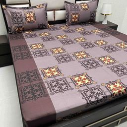 Pure Decor Brown & Yellow Ethnic Motifs 200 TC Queen Bedsheet with 2 Pillow Covers-image-74