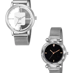 CSAMON Unisex Dial & Stainless Steel Bracelet Style Straps Analogue Watch GR_1005_maganet_379_Silver_4-6