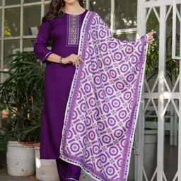 Siya Fashion Floral Yoke Design Thread Work Straight Kurta With Trouser & Dupatta-picture-15