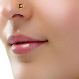 SHREEVARAM Cubic Zirconia Gold-Plated Brass Nose Ring-image-10