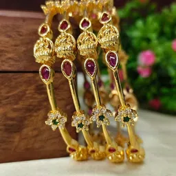 Anouk Set Of 4 Gold-Plated American Diamond Studded Bangles-image-9