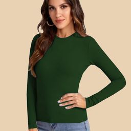 Dream Beauty Fashion Top-55-Empire-DarkGreen Women Round Neck Long Sleeves Top-image-39