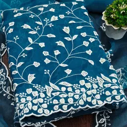 KALINI Embroidered Organza Unstitched Dress Material-image-28