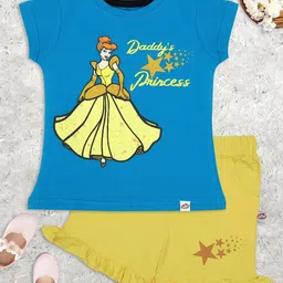 Nino Togs Girls Disney Princess Printed Short Sleeves T-shirt With Shorts-image-90