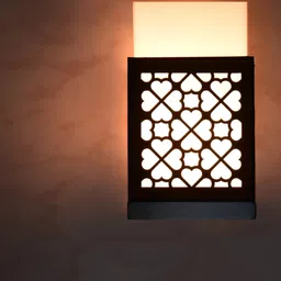 Gojeeva Black Textured Wooden Square Shaped Wall Lamp-picture-5