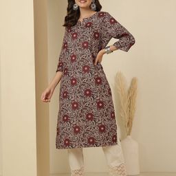 Anouk Rustic Women Floral Printed Festive Cotton Straight Kurta-69