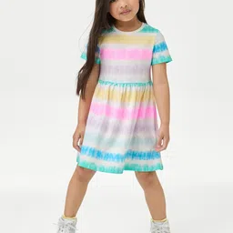 Marks & Spencer Tie and Dye Striped Fit & Flare Dress-5