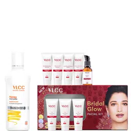 VLCC Set of Skin Defense Honey Moisturizer - 100 ml & Bridal Glow Facial Kit - 49 g-54