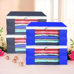 Kuber Industries Blue 4 Pieces Drawer Foldable Organisers-30