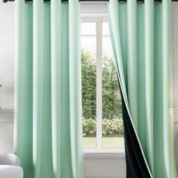 HOMEMONDE Green Set of 2 Black Out Window Curtain-5