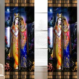 BELLA TRUE Blue & Brown 2 Pieces Ethnic Motifs Black Out Window Curtains-image-102