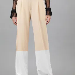 Kotty Women Colourblocked Relaxed Straight Leg Straight Fit High-Rise Easy Wash Trousers-picture-13
