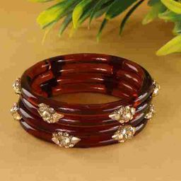 ZULKA Set Of 2 Crystal Studded Kada Bangles-image-109