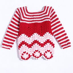CHUTPUT Girls Square Neck Striped Printed Pure Wool A-Line Dress-picture-14