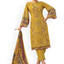 DRAVINAM Trends Floral Embroidered Thread Work Pure Cotton Unstitched Dress Material-image-76