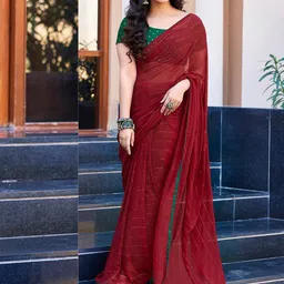 DIVASTRI Striped Sequinned Pure Georgette Saree-picture-49