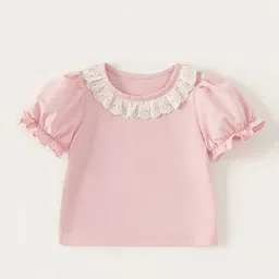 LULU & SKY Girls Colourblocked Lace-insert Top-image-63