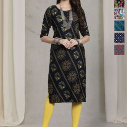 7Threads Women Pack Of 6 Ethnic Motifs Printed Daily Straight Kurtas-image-35