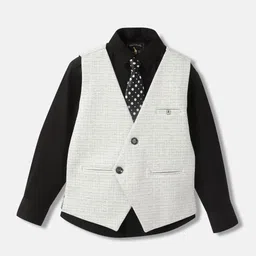 Blue Giraffe Boys Shirt Collar Shirt With Waistcoat & Trouser-image-97