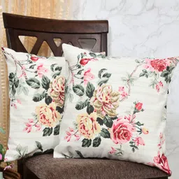 Clasiko Beige & Green Set of 2 Printed Square Cushion Covers-image-94