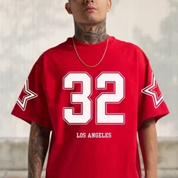 Cool Plus Men Varsity Printed Round Neck Cotton Oversized T-shirt-picture-14