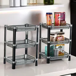 Kuber Industries Silver Toned & Black 2 Pieces Kitchen Multi-Utility Organiser-21